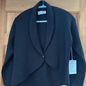 Anne Pedersen Black Cardigan — Glass Buttons — New With Tags